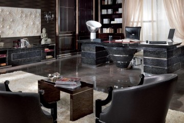 Черный кабинет с тисненой кожаной отделкой - tur/636