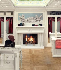 Белый комод с серебристым резным декором - bkk/498