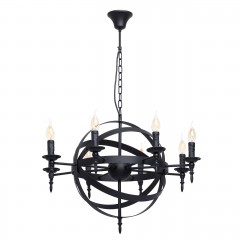 Черная круглая люстра с 8 свечами - mwl/227