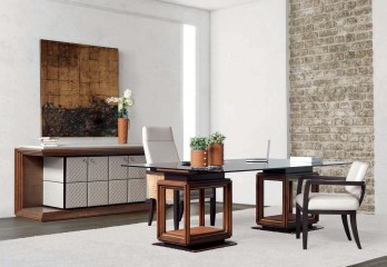 Гарнитур для современного кабинета со стеклянным письменным столом - tna/518