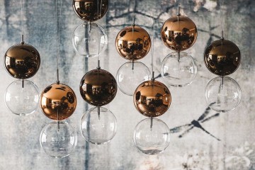 Люстра с 8 подвесными плафонами из прозрачного и тонированного стекла - ctn/368