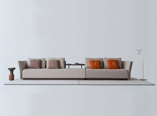 Большой серый модульный диван с центральным столиком - tna/250