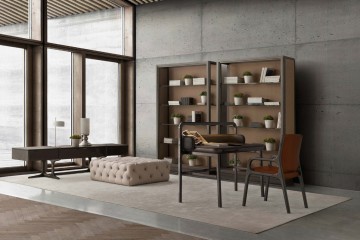 Дизайнерский кабинет с мебелью в кожаной отделке - tna/519