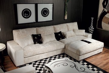 Модульный диван в узорчатой обивке цвета слоновой кости - tna/199