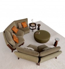 Полукруглый диван из модулей в бежевой текстильной обивке - tna/259