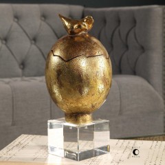 Позолоченная шкатулка Яйцо с птичкой - utr/0022