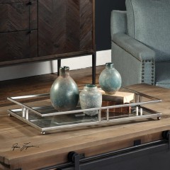 Стеклянный поднос на стальном каркасе - utr/0151