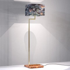 Торшер с плафоном из серого текстиля с абстрактным рисунком - itl/093