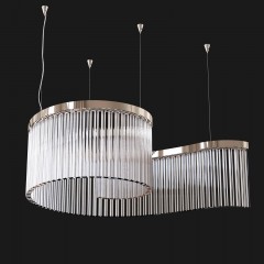 Фигурная горизонтальная люстра из рифленого стекла - itl/510