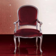 Стул на серебристом каркасе в красной бархатной обивке - eld/212