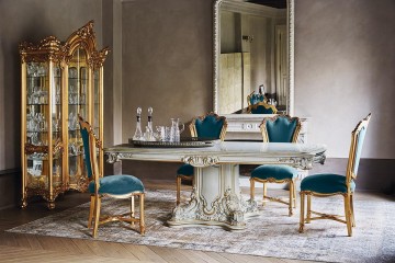 Столовая с бирюзовыми стульями - slk/312