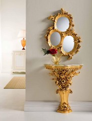 Декоративное зеркало из 3 овалов в массивной резной позолоченной раме - slk/021