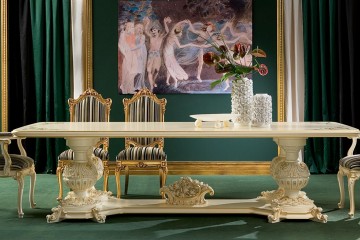 Столовая цвета слоновой кости с полосатыми стульями - slk/316