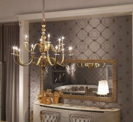 Позолоченная люстра с изогнутыми рожками - mvsn/0186