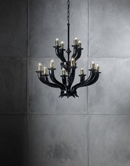 Двухъярусная черная люстра с 12 лампами - che/251