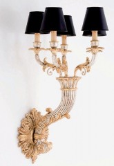 Классическое бра на ножке с 5 черными абажурами - che/094