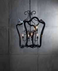 Черная металлическая люстра-фонарь с 8 лампами - che/162