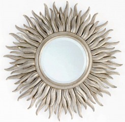 Серебристое декоративное зеркало-солнце - che/114