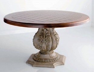 Стол на фигурной резной опоре с коричневой столешницей - che/250