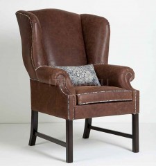 Коричневое кожаное кресло с ушами - che/289