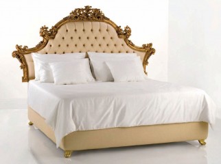 Кровать с фигурным изголовьем в каретной стяжке - che/322
