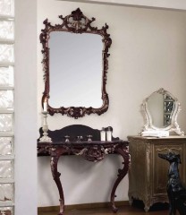 Черный мраморный умывальник на резном основании - che/337