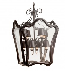 Коричневая застекленная люстра-фонарь с 8 абажурами - che/228