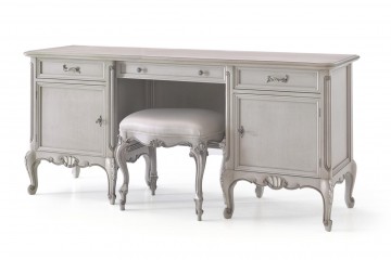 Светло-серый двухтумбовый стол с глухой задней стенкой - scp/134