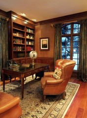 Компактный кабинет с золотистым кожаным креслом - bdl/236