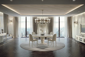 Столовая молочного оттенка с кожаной отделкой - fps/053