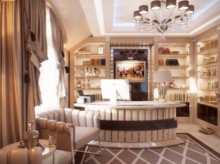 Бежевый кабинет с угловым шкафом - bdl/250