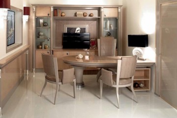 Глянцевый бежевый кабинет с овальным столом - bdl/242