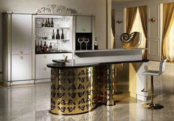 Белый кожаный стул на позолоченном основании - bdl/191