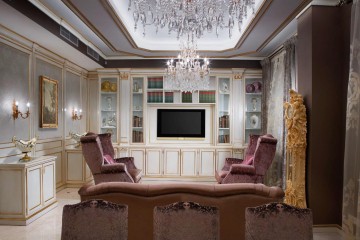 Белая гостиная с розовыми креслами - bdl/285