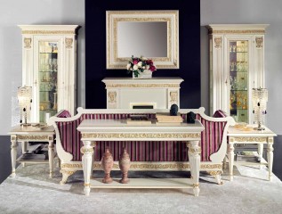 Белая консоль с полкой-проногой - bkk/059