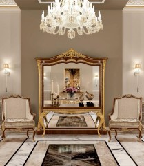 Пристенная консоль на позолоченных ножках-кабриолях - bkk/533