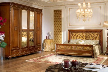 Классическая кровать с декорированным изголовьем и изножьем - bkk/113