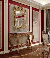 Консоль на фигурном подстолье с позолоченной резьбой - bkk/034