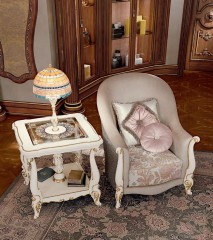 Столик с лампой и декорированной стеклянной столешницей - bkk/529