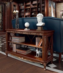 Коричневая придиванная консоль с позолоченной резьбой - bkk/120