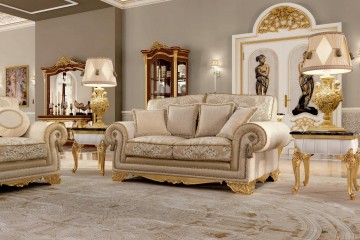 Квадратный мраморный столик с белой царгой на позолоченных ножках - bkk/543