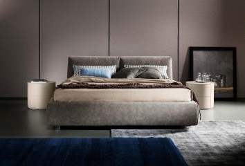 Серая кровать с изголовьем из 2 подушек - rmb/106