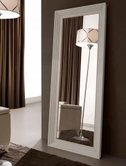 Прямоугольное напольное зеркало в резной белой раме - fef/330