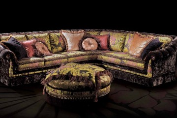 Круглый зеленый бархатный пуф - ezb/710