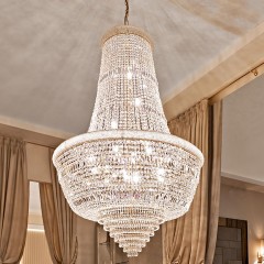 Фигурная хрустальная люстра на позолоченном каркасе - dlf/348