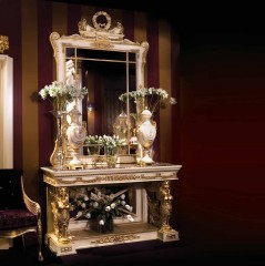 Светлая консоль со сфинксами и зеркальной задней стенкой - ezb/127