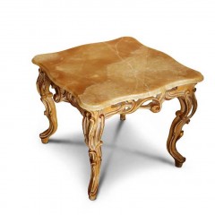 Мраморный столик на резном подстолье с ножками-кабриолями - ezb/557