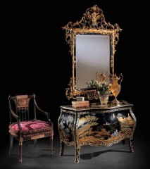 Зеркало в резной позолоченной раме с черными акцентами - ezb/390