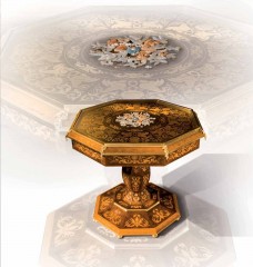 Декорированный восьмиугольный стол с позолоченным бортиком - ezb/367