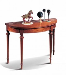 Полукруглая консоль цвета красного дерева с резными фигурными ножками - ezb/688